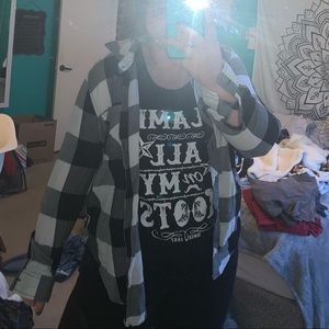 Faded Glory Black and White Plaid